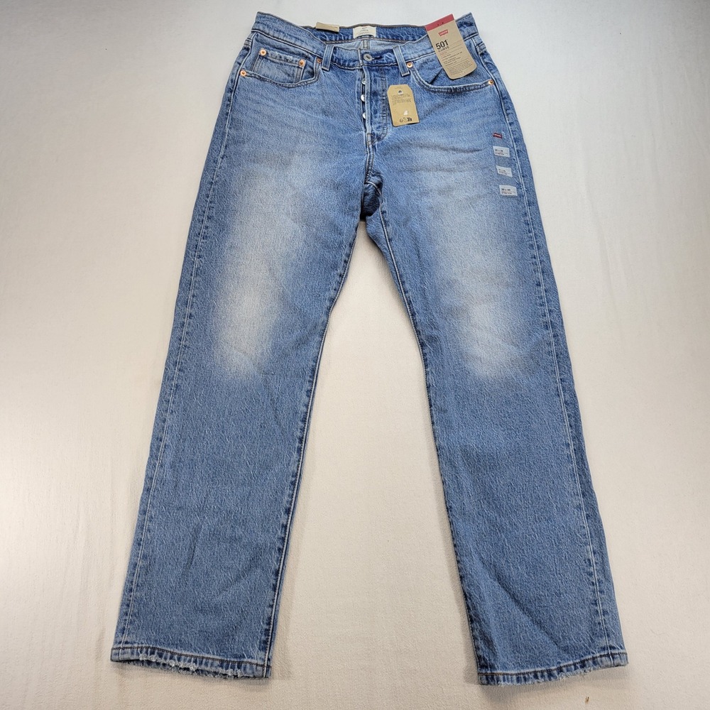 Levi's 501 Curve Jeans Women 30x30 Blue Light Wash Straight Leg Stretch Denim